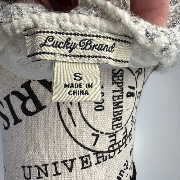 Lucky Brand- white and silver long sleeve sweater with built in sheer shirt - Picture 9 of 10